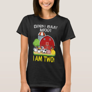 T-shirt 2e anniversaire Oink Baa Moo Je suis deux animaux