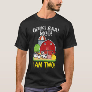 T-shirt 2e anniversaire Oink Baa Moo Je suis deux animaux