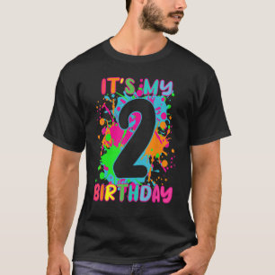 T-shirt 2e anniversaire peinture éclaboussures enfants fil