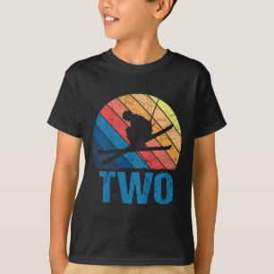T-shirt 2e anniversaire Retro Ski Ski Ski 2 ans Garçon fil
