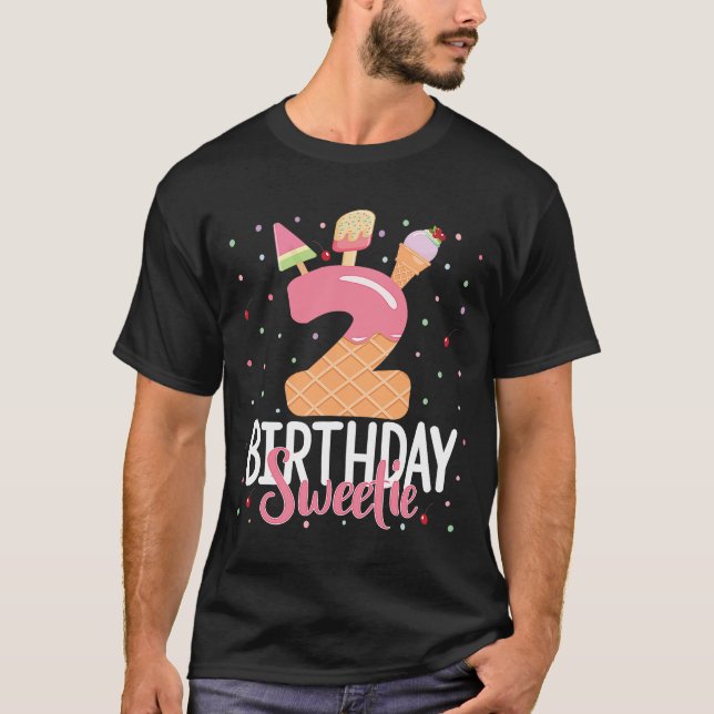 T-shirt 2e anniversaire Sweetie Crème de glace fille 2 ans (Devant)