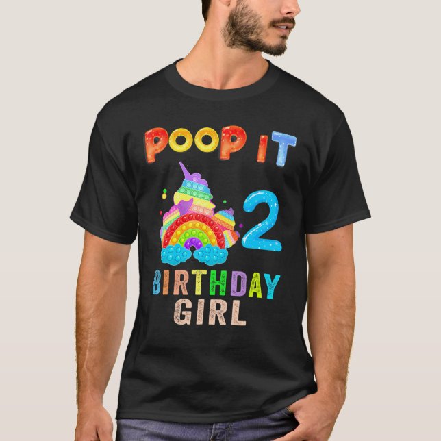 T-shirt 2e Fidget Pop It Anniversaire Fille Party Deux 2 a (Devant)