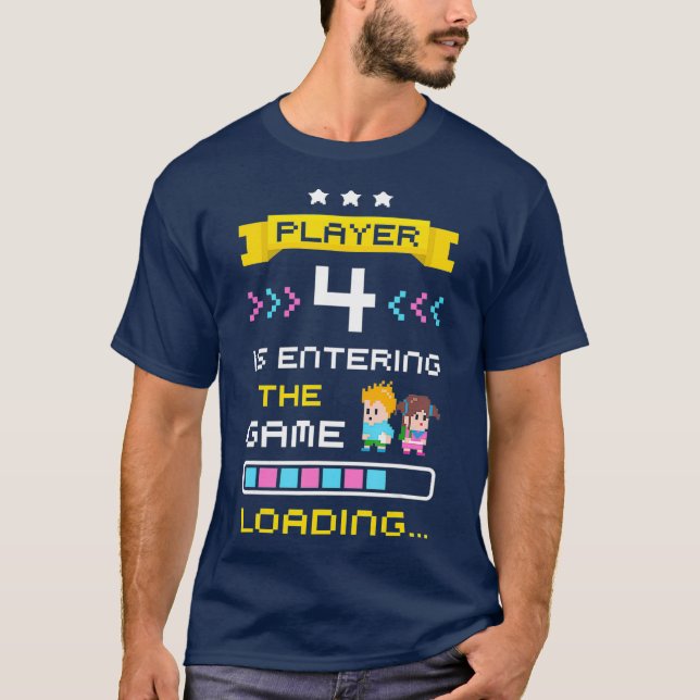 T-shirt 2e fois Jeu Grossesse Faire-part Gamer Nouveau (Devant)