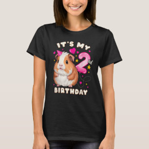 T-shirt 2ème anniversaire fille 2 ans, Cochon de Guinée et