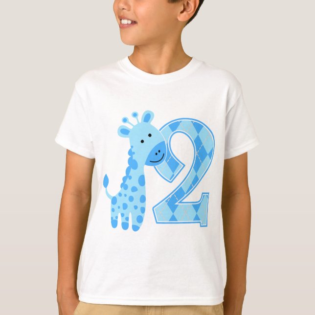 T-shirt 2ème anniversaire Giraffe Bleue (Devant)