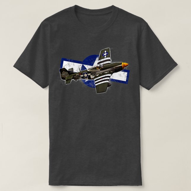 T-shirt 2ÈME GUERRE MONDIALE Warplanes Warbirds P51 Mustan (Design devant)