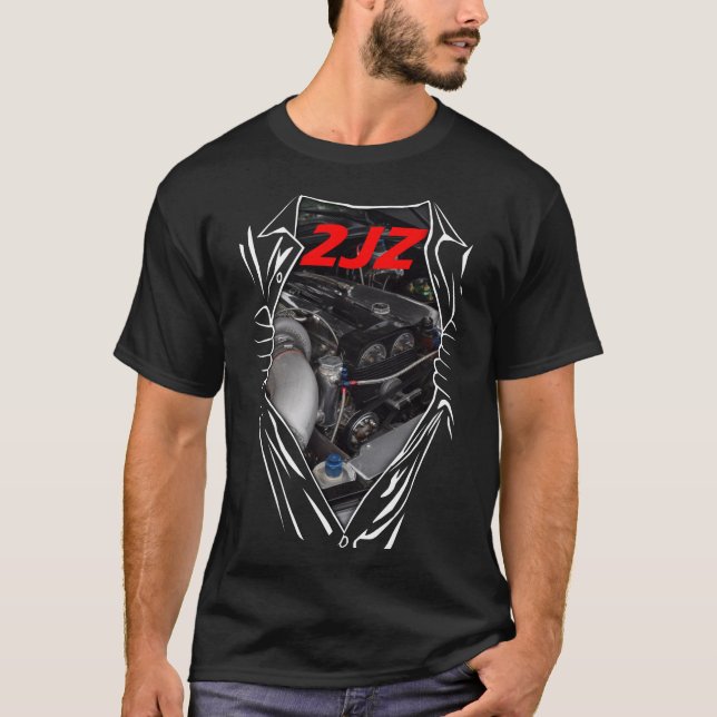 T-shirt 2JZ Engine AWD GE Cars CC Horsepowe Art GTE Twin (Devant)