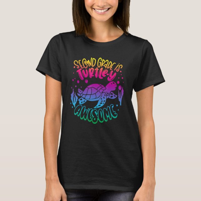 T-shirt 2nd Grade Back To School Teacher Boy Girl Turtle L (Devant)