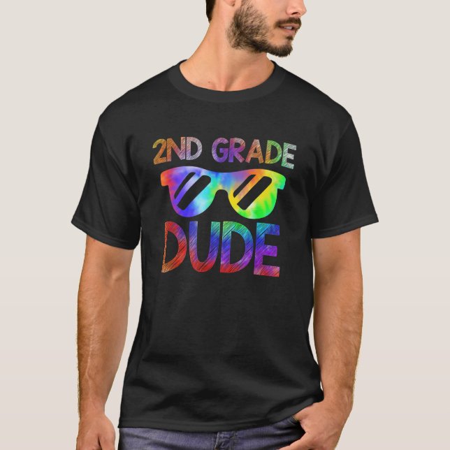 T-shirt 2nd Grade Dude Back to School Tie Dye Boy Girl Sun (Devant)
