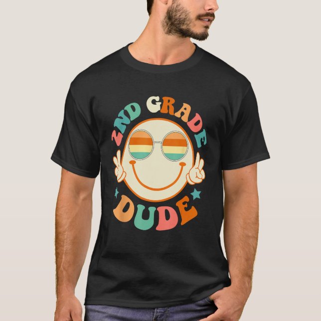 T-shirt 2nd Grade Dude Happy Face First Day Back To School (Devant)