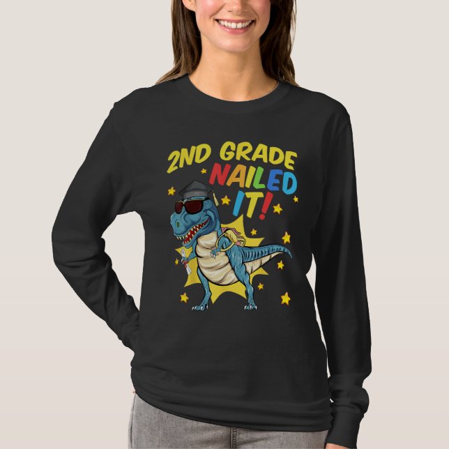 T-shirt 2nd Grade Graduation  Rex Dinosaur 2nd Grade Naile (Devant)