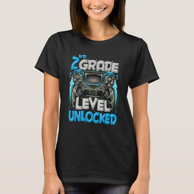 T-shirt 2nd Grade Level Unlocked Game On 2nd Grade Back To (Devant)