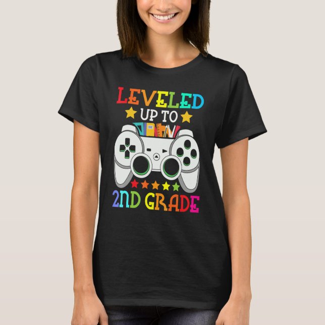T-shirt 2nd Grade Level Unlocked Video Game Back To School (Devant)