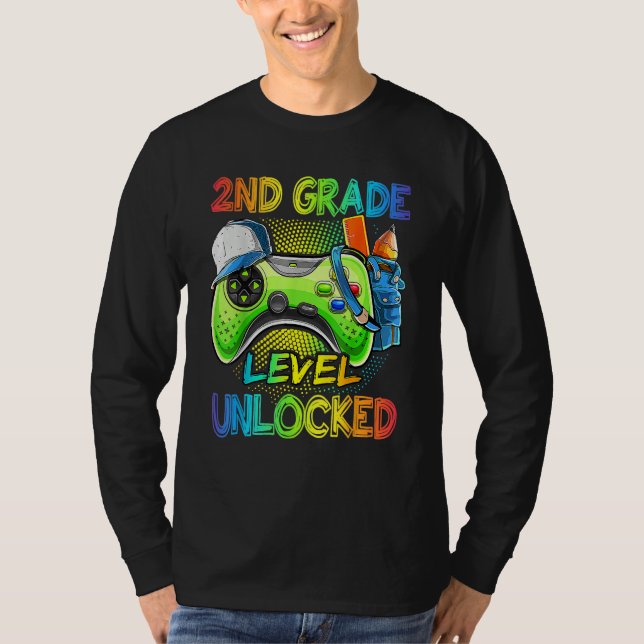 T-shirt 2nd Grade Level Unlocked Video Game Back To School (Devant)
