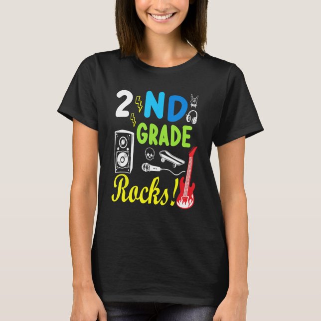 T-shirt 2nd Grade Rocks Teacher Student Happy Back To Scho (Devant)