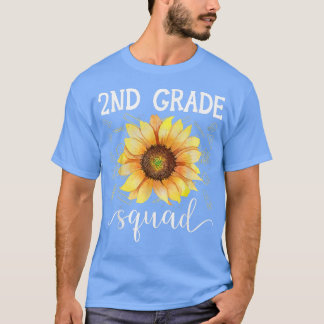 T-shirt 2nd Grade Squad Funny Sunflower Teacher Back To Sc