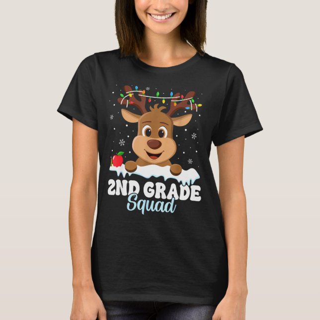 T-shirt 2nd Grade Teacher Christmas Second Grade Squad Rei (Devant)