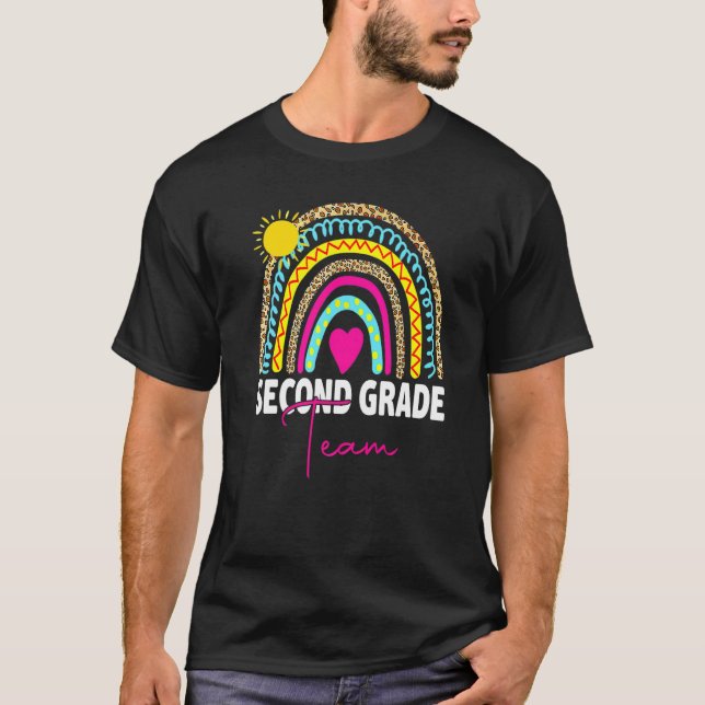 T-shirt 2nd Grade Teacher Rainbow Back To School Hello Sec (Devant)