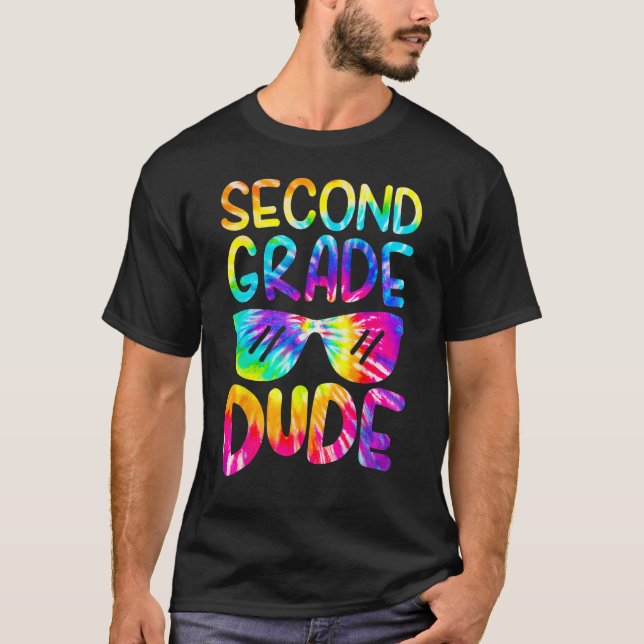 T-shirt 2nd Second Grade Dude Tie Dye Sunglasses Boys Back (Devant)