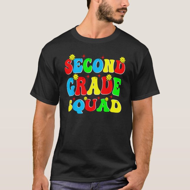 T-shirt 2nd Second Grade Squad Retro Groovy Teacher Back T (Devant)