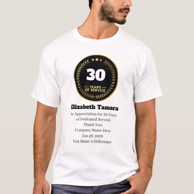 T-shirt 30 ans d'anniversaire de travail | Appréciation de (Devant)