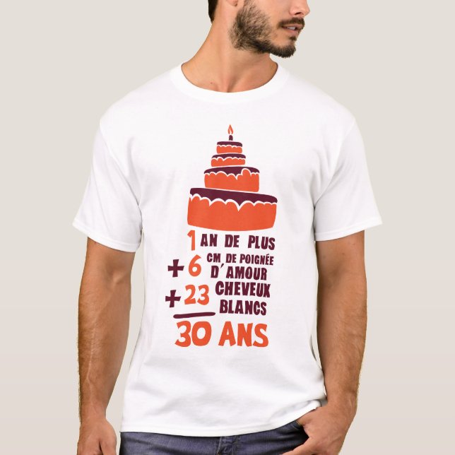 T-shirt 30 ans poignee amour cheveux blanc addition annive (Devant)