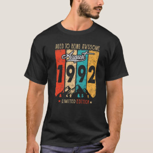 T-shirt 30 ans Retro Vintage août 1992 30e naissance