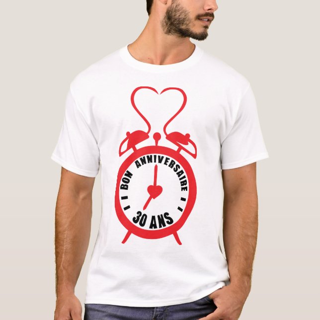 T-shirt 30 ans reveil coeur anniversaire (Devant)