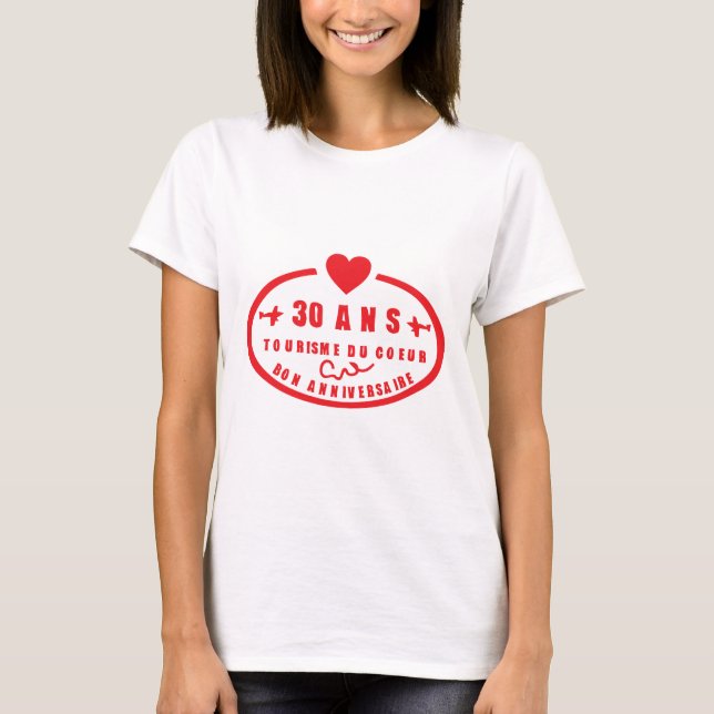 T-shirt 30 ans tampon poste anniversaire coeur cachet (Devant)