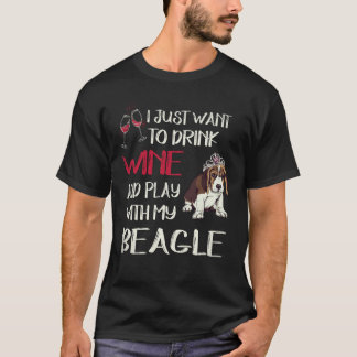 T-shirt 30 Boire du vin et jouer avec mon beagle