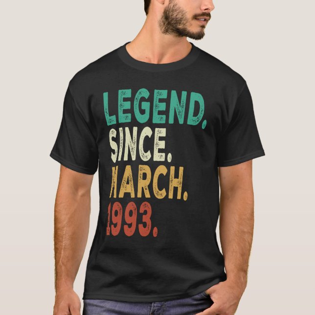 T-shirt 30 Years Old Men Women Legend Since March 1993 30t (Devant)