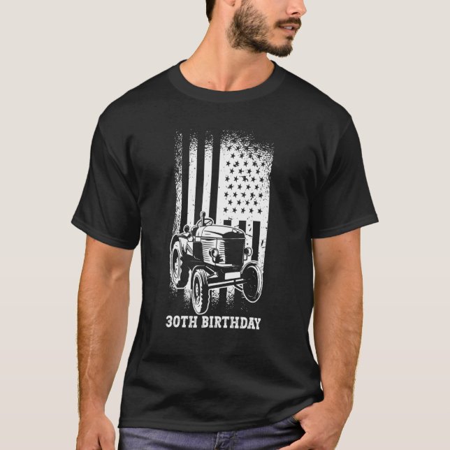 T-shirt 30e anniversaire 30 ans Us Flag Tractor Driver 1 (Devant)