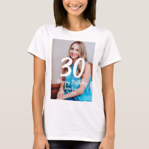 T-shirt 30e anniversaire ajouter nom date année photo blan