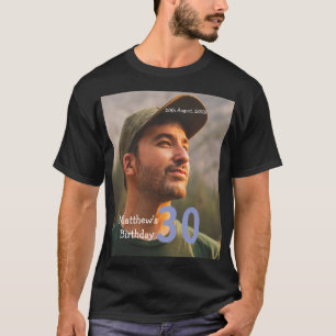 T-shirt 30e anniversaire ajouter nom photo date homme bleu