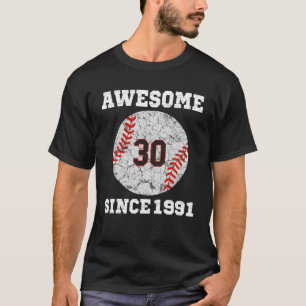 T-shirt 30E Anniversaire Cadeau De Baseball Amant 30 Ans V