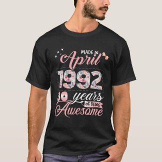T-shirt 30E Anniversaire Cadeau Floral Pour Les Femmes Née