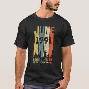 T-shirt 30E Anniversaire Décorations Juin 1991 Hommes Fem