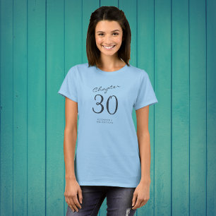 T-shirt 30e anniversaire fête Gris Script bleu