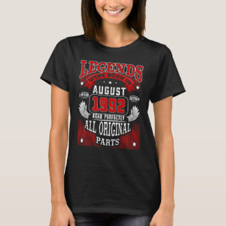 T-shirt 30e Anniversaire Légendes Né En Août 1992 30 Ans