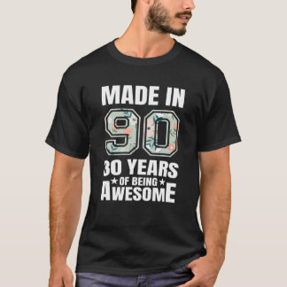 T-shirt 30e Anniversaire Né En 1990 Hommes Femmes 30 Ans G