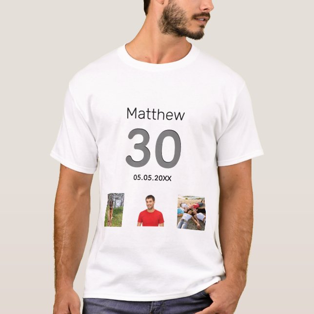 T-shirt 30e anniversaire photo personnalisée monogramme me (Devant)