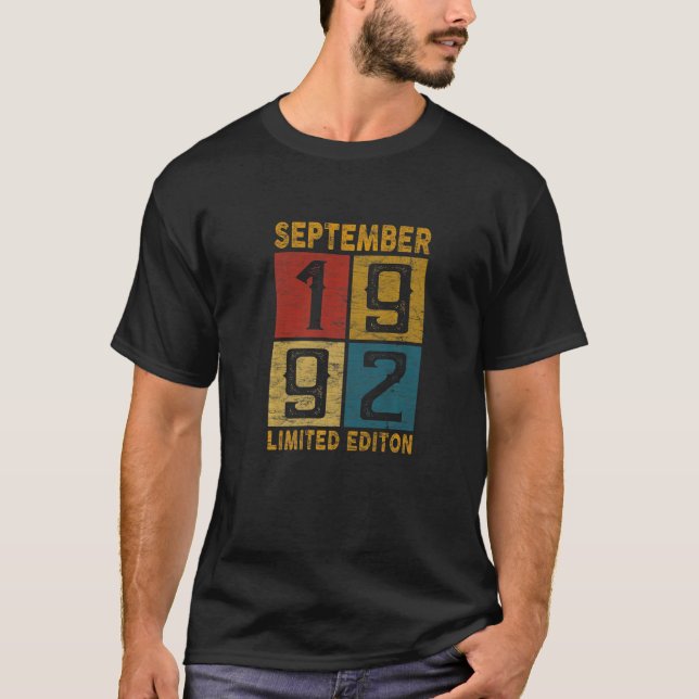 T-shirt 30e Anniversaire Septembre 1992 Né En 1992 30 Ans  (Devant)