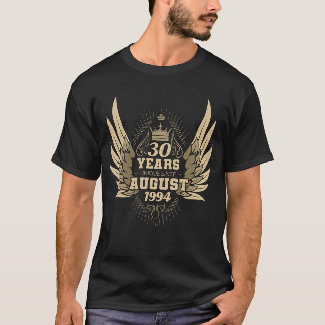 T-shirt 30e anniversaire unique depuis août 1994 ailes (Devant)