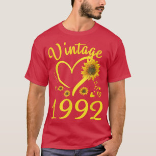 T-shirt 30e anniversaire Vintage 1992 Heart Sunflower 30 a
