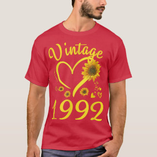 T-shirt 30e anniversaire Vintage 1992 Heart Sunflower 30 a