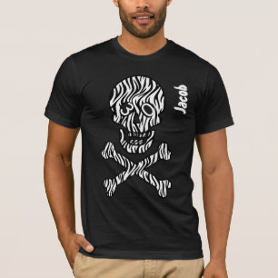 T-shirt 30ème Crâne et os croisés V01 de zèbre de Goth