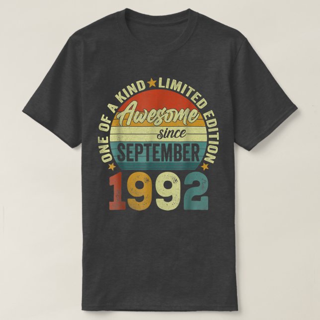 T-shirt 30th Birthday Gift 30 Year Old Awesome Since Septe (Design devant)