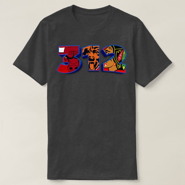T-shirt 312 Indicatif régional Chicago City Sports (Design devant)