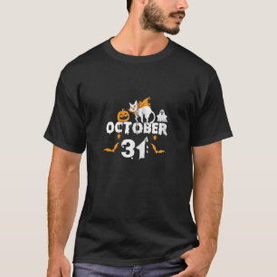 T-shirt 31 octobre Halloween Citrouille Skeleton Ghost Cat