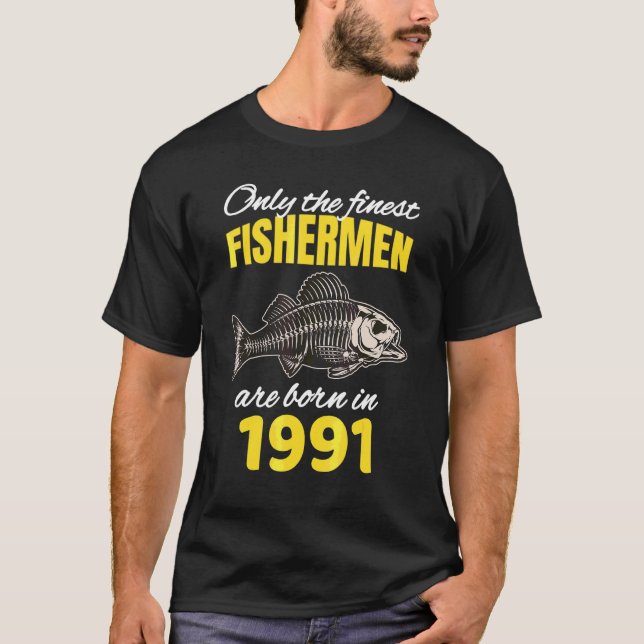 T-shirt 31E Anniversaire Pêcheurs Nés En 1991 Pêche (Devant)